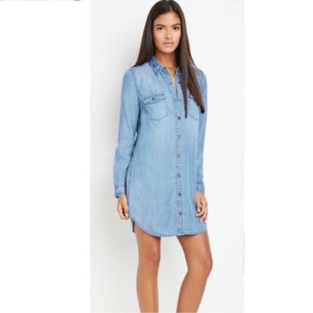 Life in Progress Light Blue chambray Denim button down Shirt Dress Size Medium